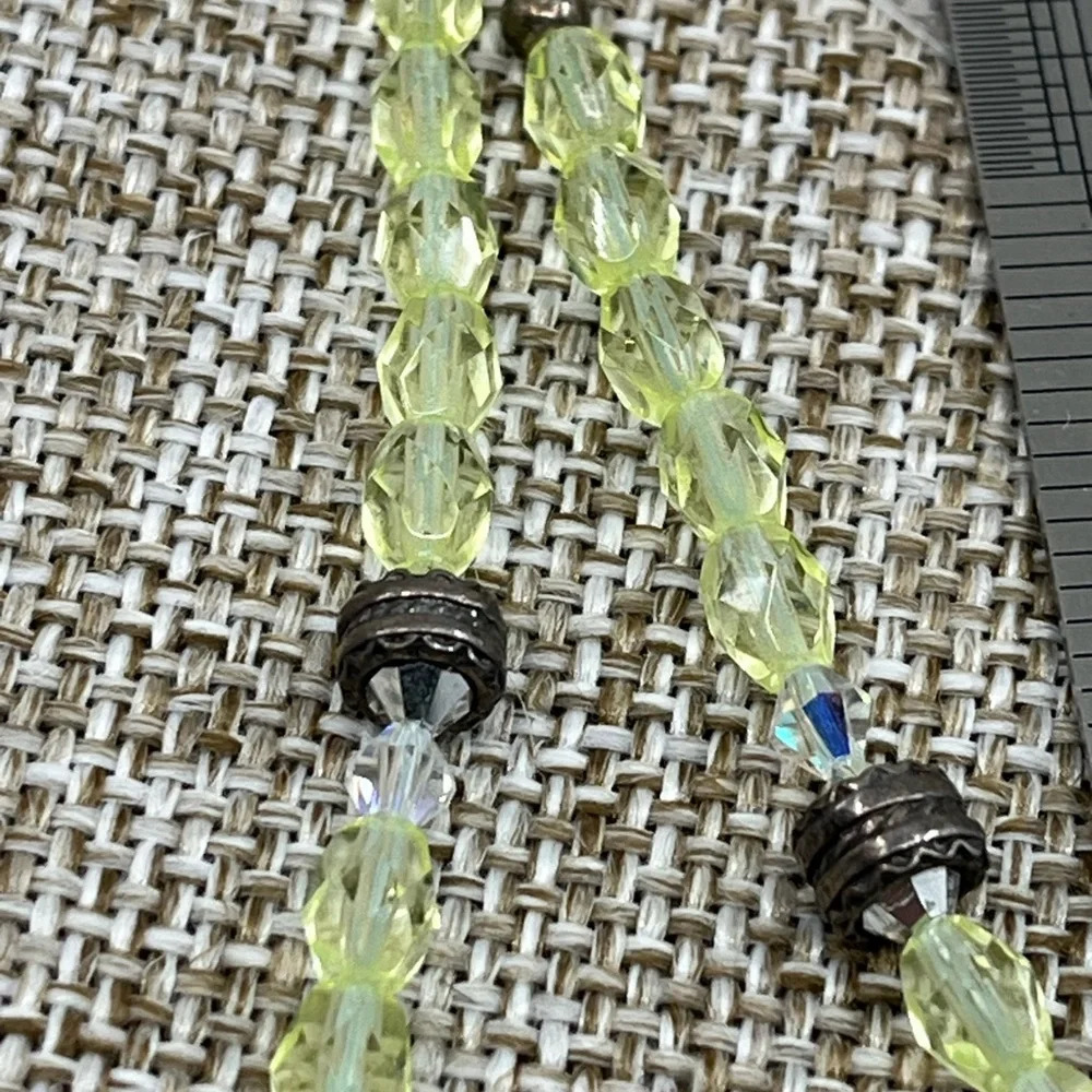 Vintage Handmade Silver Sun Pendant Necklace with Green Faceted Crystals - Picture 14 of 16
